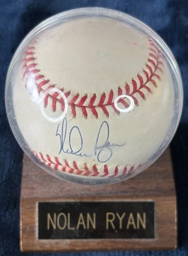 Nolan Ryan Autographed OAL Baseball Bobby Brown with Holder