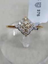 9K Gold Natural Yellow & White Diamond Ring Size S  0.33ct (1.75g)