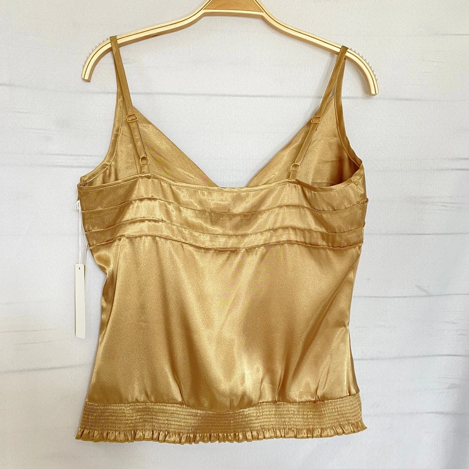 Camiseta sin mangas Cubavera plisada Babydoll Cami para mujer talla M coqueta dorada brillante nueva con etiquetas Foto 3 de 4