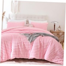 Fluffy Twin Comforter Sets 2 Pieces - Pink Fleece Fluffy Comforter Set,
