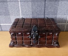 Vintage Wooden Handmade Medieval Style Tricket Box With Latch And Thick Hinges