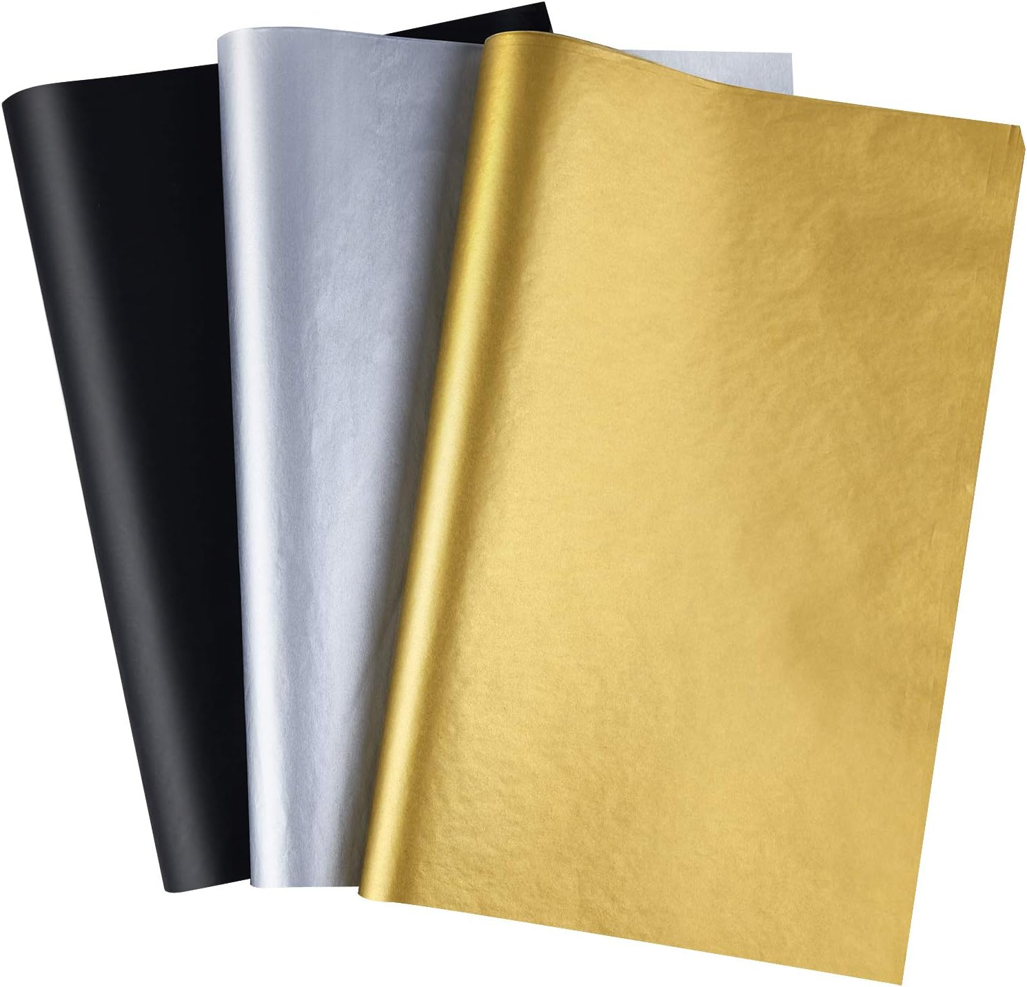 50-Sheet Gold Silver Black Tissue Wrapping Paper Bulk - CHRORINE
