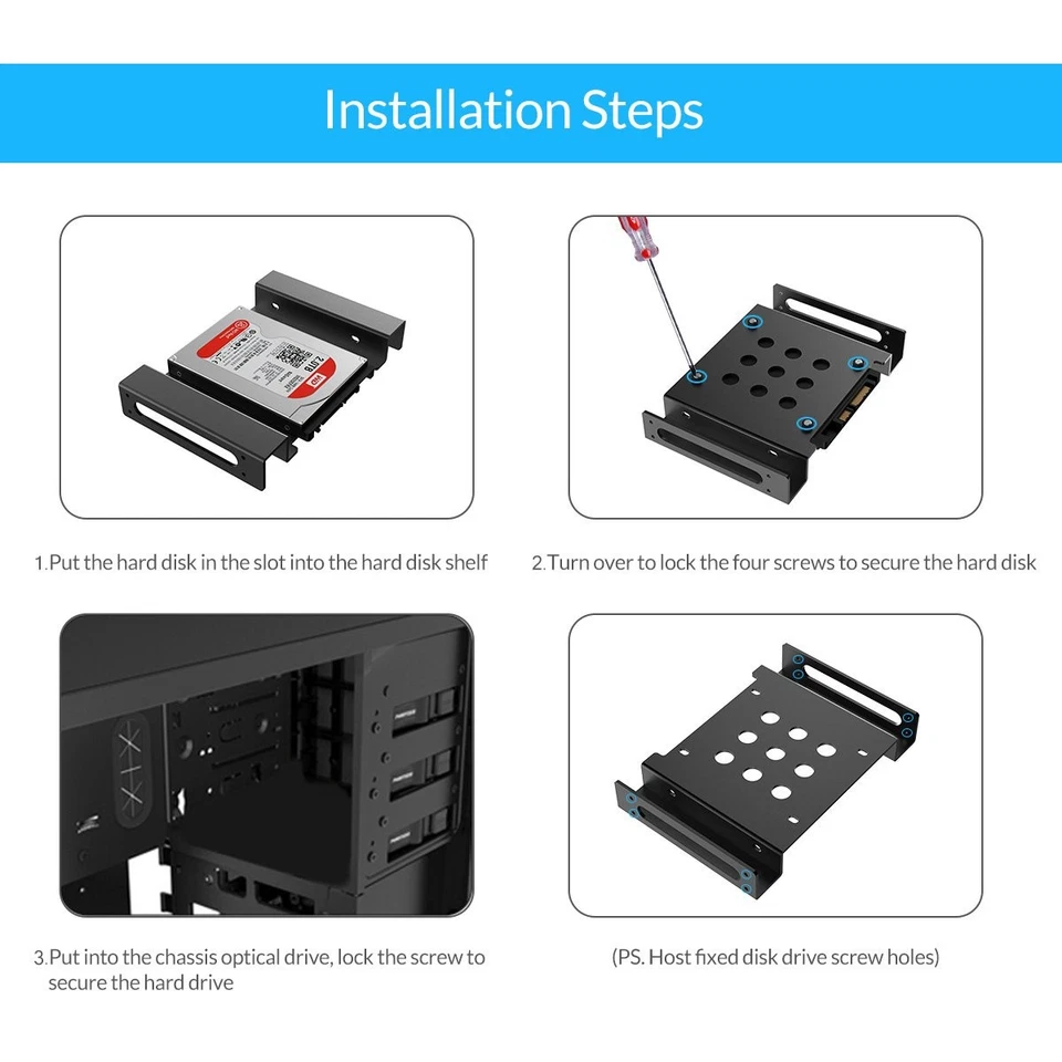 5.25" to 2.5"/3.5" Hard Drive Mounting Kit with Screws & Rubber Washers - Image 3 of 4