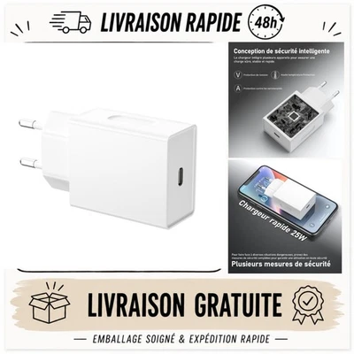 Chargeur secteur USB-C 25 W BOLUX-JS Samsung Galaxy Charge rapide - Photo 1/4