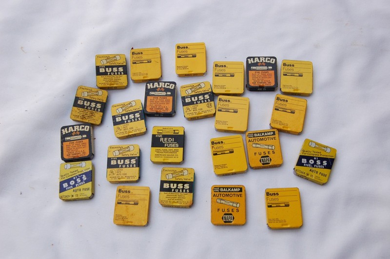 Vintage Automotive Electronics Fuses and  Metal Tin Boxes