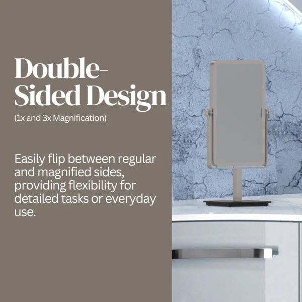 Aptations Mirror Image Rectangular Free Standing Mirror, Brushed Nickel - Image 3 of 4