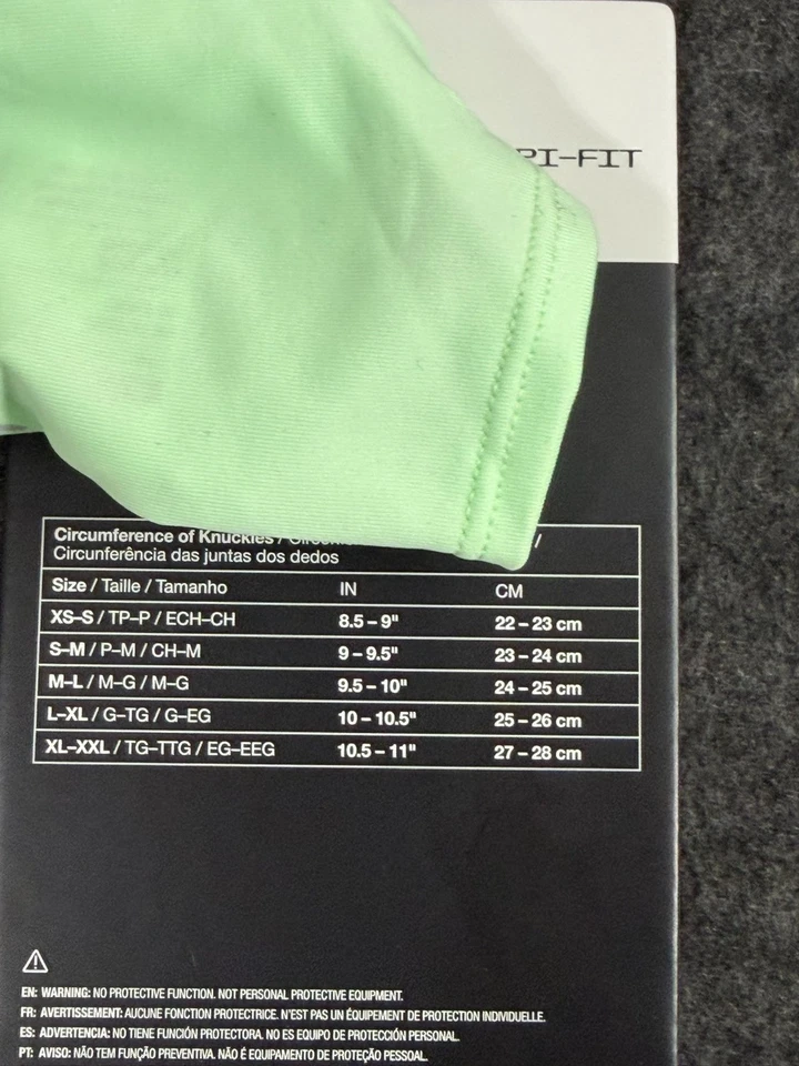 Nike Dri-FIT Guantes Ligeros para Correr Unisex Talla M/L Verde Plata NUEVO Foto 3 de 3