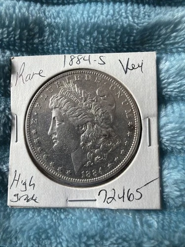 1884-S Morgan Silver Dollar Coin Tough AU Details Almost Uncirculated USA