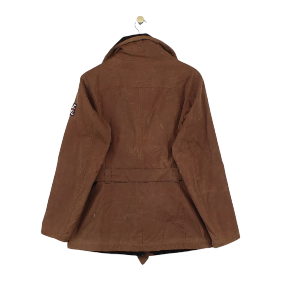 Henri Lloyd Waxed Biker Jacket Womens Size L Brown Lined Full Zip Outdoor - Image 2 of 4