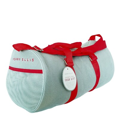Perry Ellis Mesh Sports Gift Duffel Bag inch Long Gray and Red