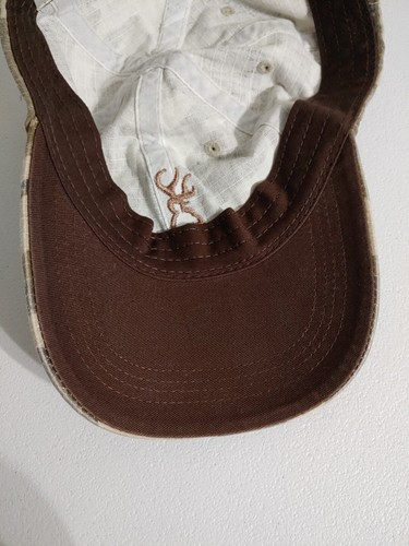 Browning Hat Camo Leather Strap Back Baseball Cap OSFA Mens Canvas Outdoors - Picture 7 of 8
