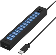 Sabrent 13 Port USB 2.0 Hub with Power Adapter and 2 Control Switches (HB-U14P)