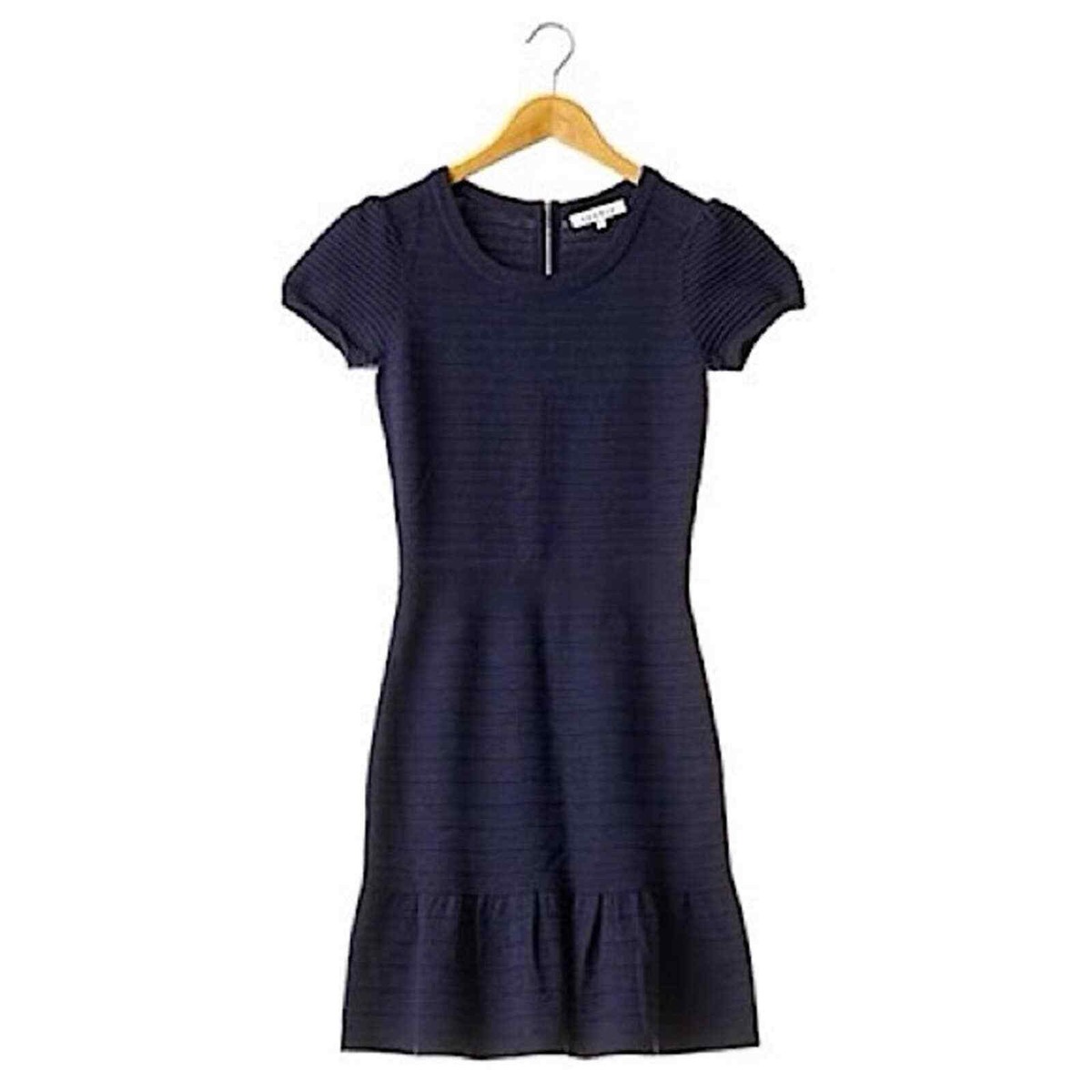 Sandro Blue Ribbed Knit Cap Sleeve Dress Size Small | eBay