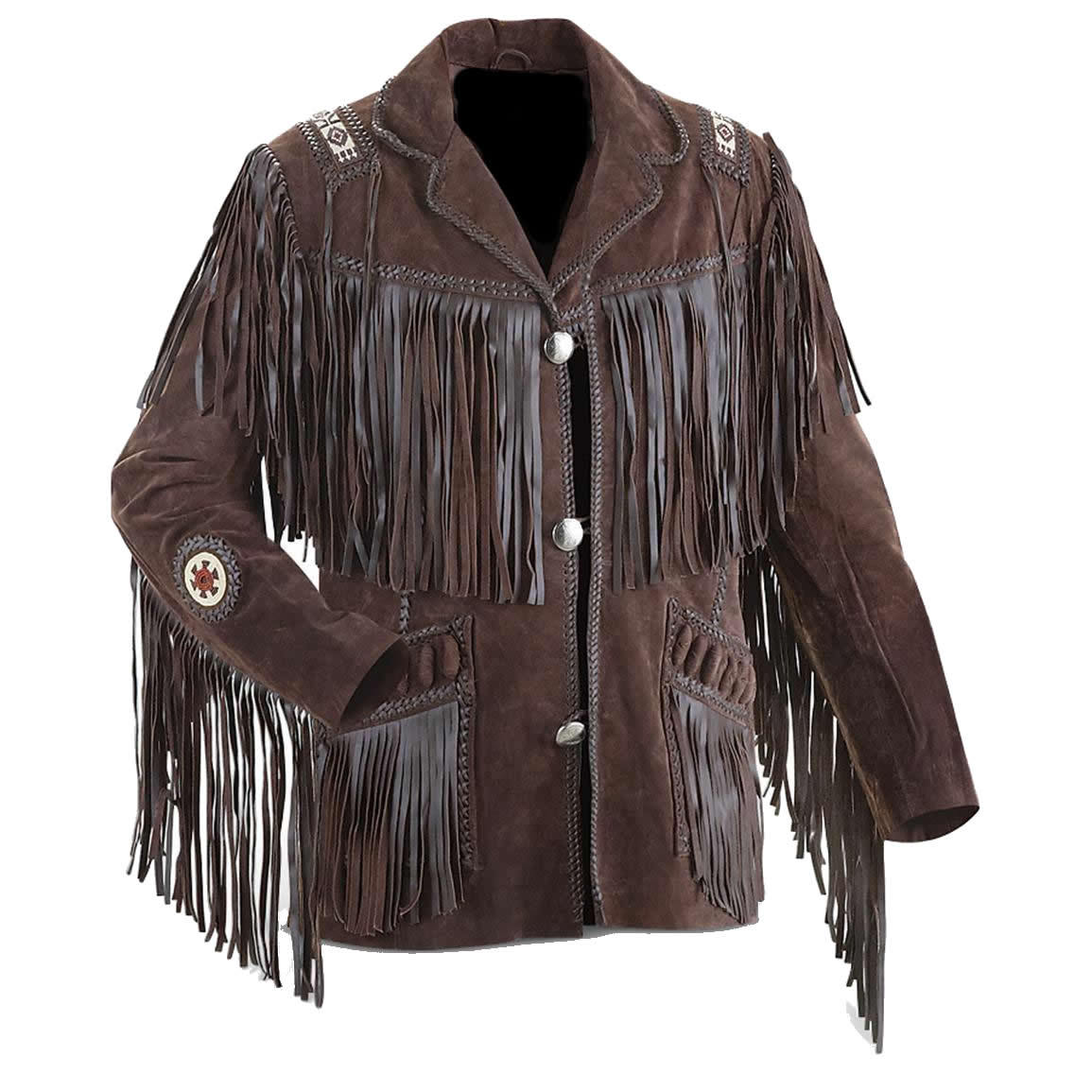 Western Men's Real Leather Jacket Fringed & Beaded Coat | eBay