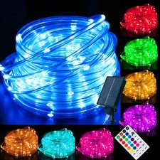 18 Colors 33FT Solar Rope Lights Outdoor Waterproof LED, Color Changing 100 L...