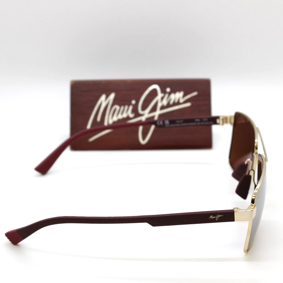 NOVO Óculos de Sol Polarizado Maui Jim PIHA Ouro Brilhante Borgonha Espelho Duplo DGS621-16 - Imagem 3 de 4