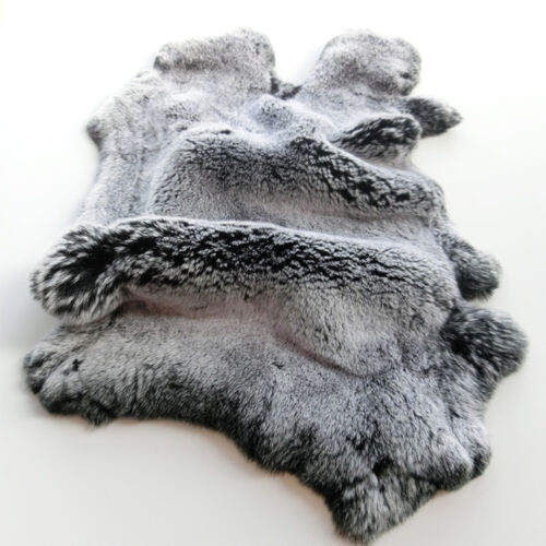 Genuine Rex Rabbit Skin Pelts Fur Hide Tanned Leather Craft Skin DIY Frost Black - Picture 1 of 7