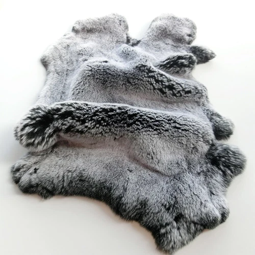 Genuine Rex Rabbit Skin Pelts Fur Hide Tanned Leather Craft Skin DIY Frost Black - Picture 2 of 8