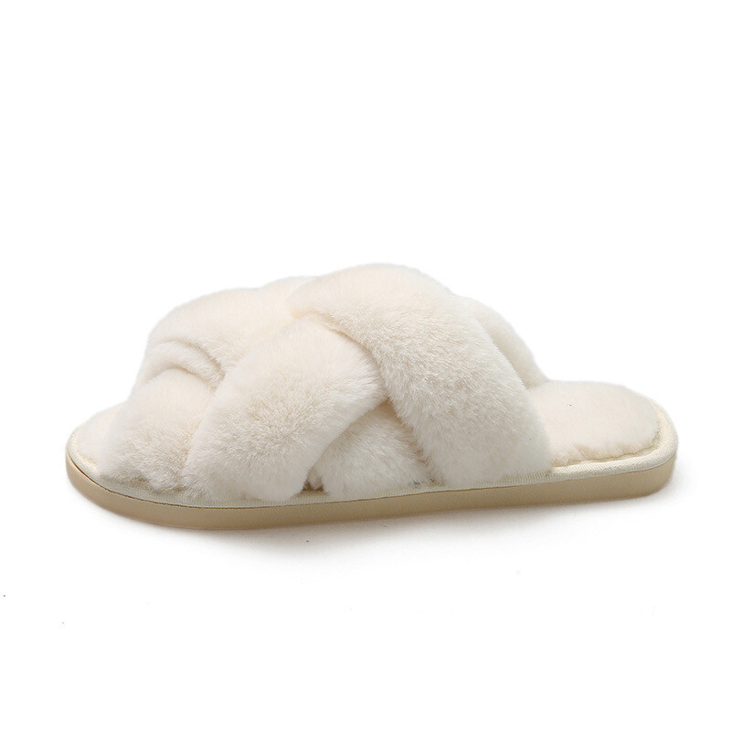 SAOLA Pantofole donna peluche cotone caldo interno doppia croce sollevatore suola ispessita