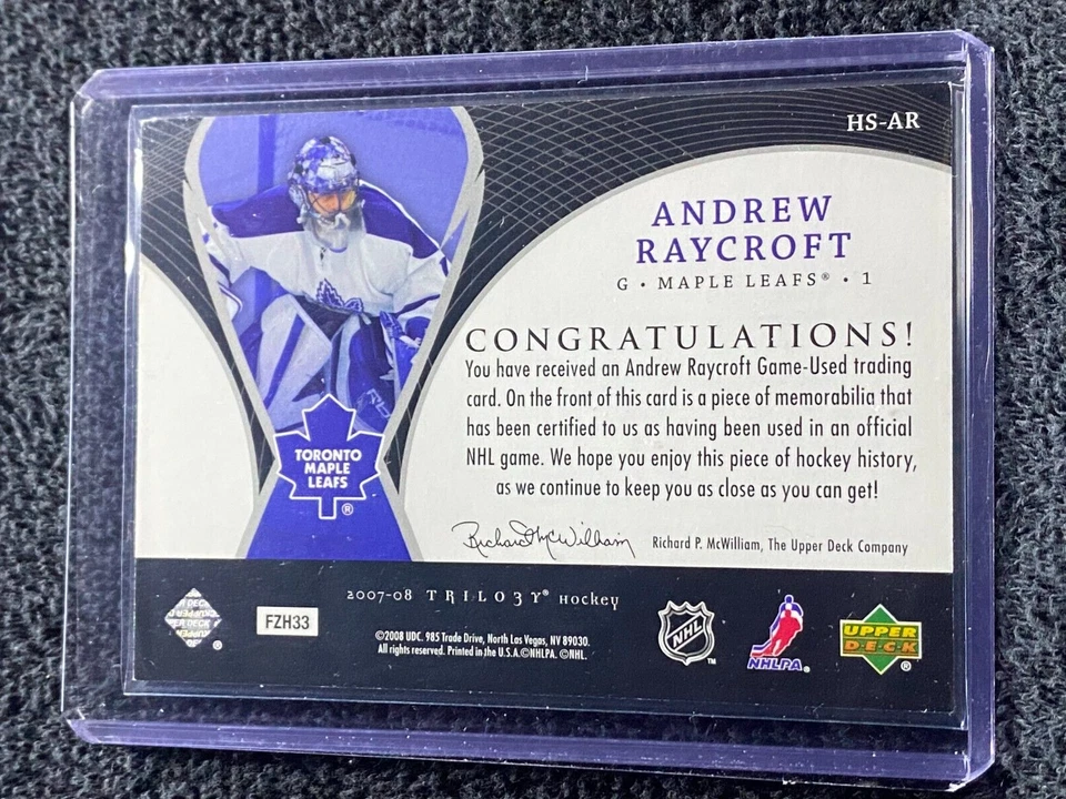 2007-08 Trilogy - Honorary Swatches - #HS-AR Andrew Raycroft - Image 2 of 2