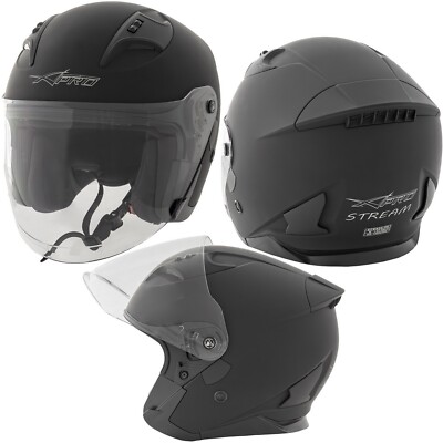 Stream open Face  Jethelm großes Visier und Belüftung Scooterhelm Roller  Gr. M