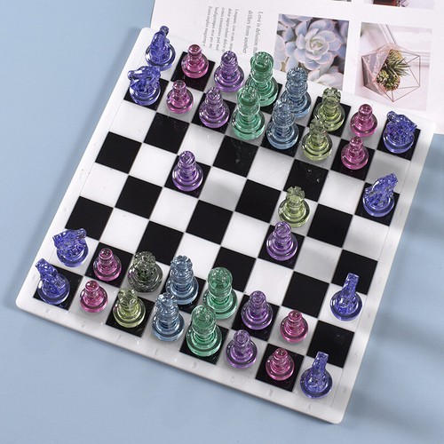 International Chess Pieces Chess Board Silicone Molds Epoxy Resin Casting Mould - Picture 10 of 18
