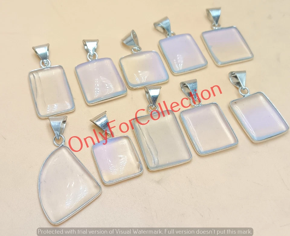 Antique Opalite Gemstone 925 Sterling Silver Plated Wholesale Pendants Lot - Image 2 of 3