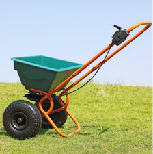 Versatile Lawn Spreader Large Pneumatic Tyres Road Salt Seeds Grit Sand 25L
