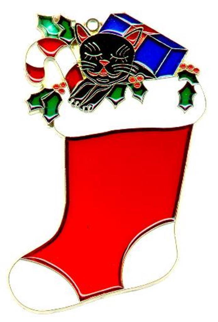 Christmas sock,Cat designed suncatcher epoxy resin brass plated edge 4.