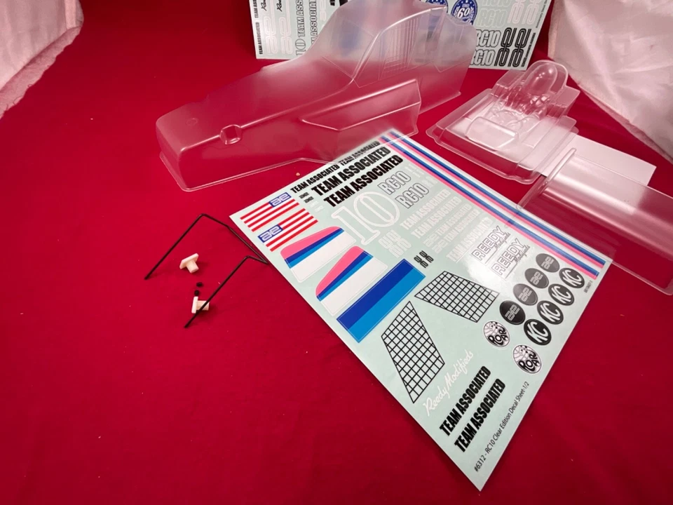 Team Associated RC10 GREEN EDITION clear BODY + WING DECALS window mask 60TH - Image 2 of 4