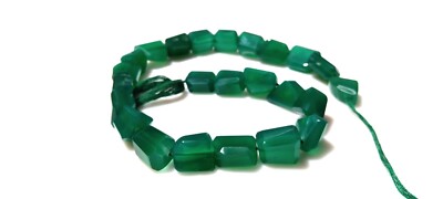 GREEN ONYX NUGGET TUMBLE 7-10MM FACETED GEMSTONE BEADS 10''INCH 1 STRAND 