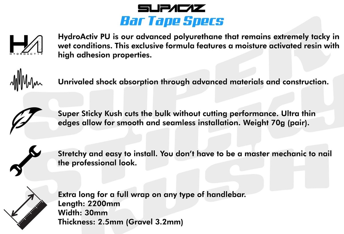 SUPACAZ Super Sticky Kush 2.5 mm Bicycle Handlebar Tape SUPACAZ Super Sticky Kush 2.5 mm Bicycle Handlebar Tape