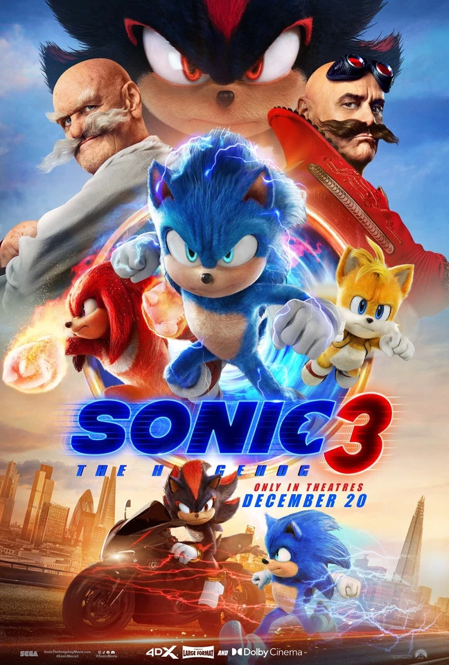 Sonic The Hedgehog 3 movie poster (d) - 11 x 17 inches