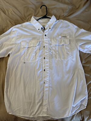 Magellan Fishing shirt mens L Button Down Moisture Wicking Relaxed Fit  White