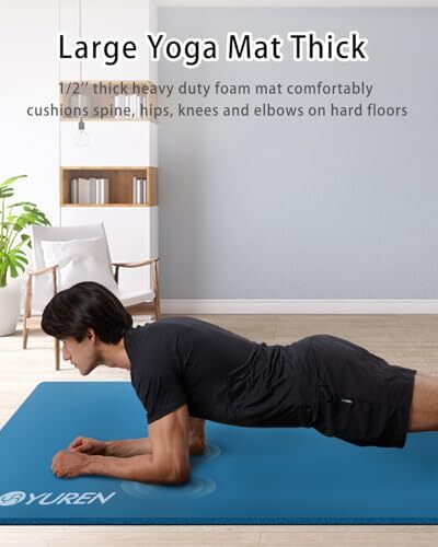Extra Thick 15mm Yoga Mat - Large 78"x35" Non-Slip Exercise Mat for Home Gym, Yoga, Pilates & Workouts - Durable & Comfortable Blue Fitness Mat Extra Thick 15mm Yoga Mat - Large 78"x35" Non-Slip Exercise Mat for Home Gym, Yoga, Pilates & Workouts - Durable & Comfortable Blue Fitness Mat
