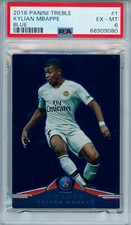 2018-19 Kylian Mbappe Panini Treble Blue PSG Rookie Card 57/75 #1 PSA 6 EX-MT. rookie card picture