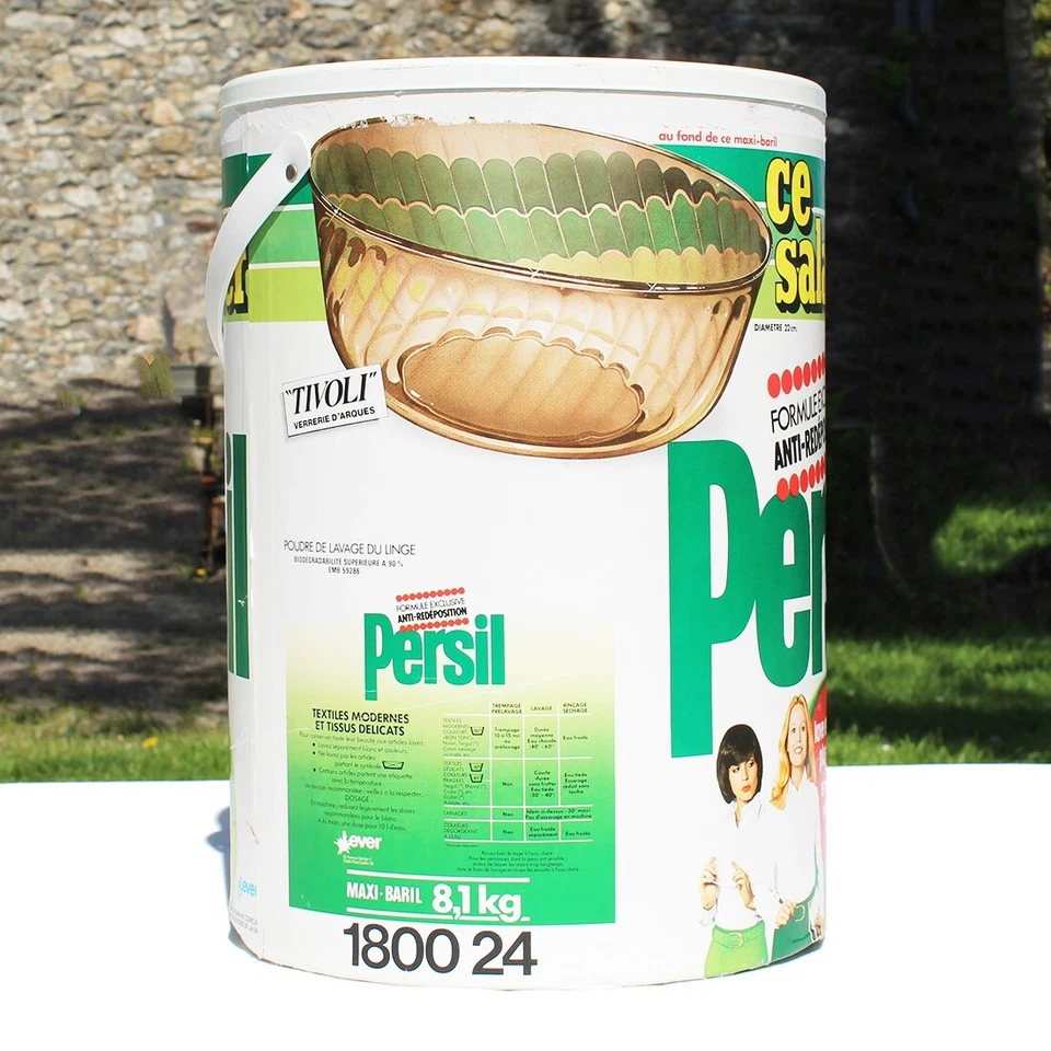 Maxi baril publicitaire de lessive Persil vintage vide en carton - Photo 2/4