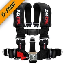 BLACK 5 Point Safety Harness 3 Inch Padded Seat Belt Latch Lock Sternum Strap