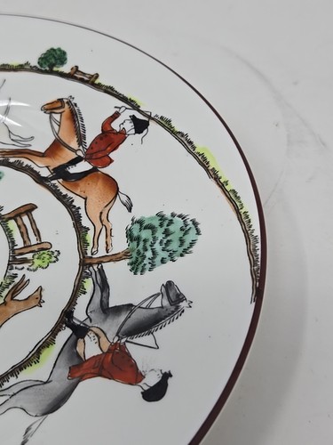 Crown Staffordshire Hunting Scene Side Plates 6 1/4" - Picture 5 of 7