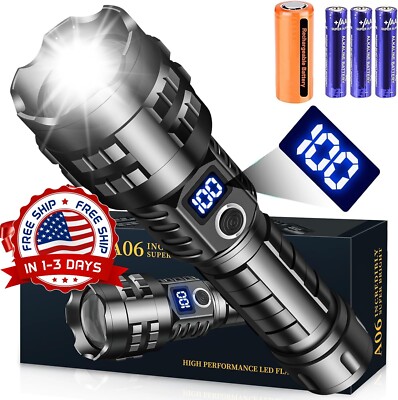 Linternas Recargables Altos Lumenes Luz De Flash Tactica Portatil 900000 Lumenes