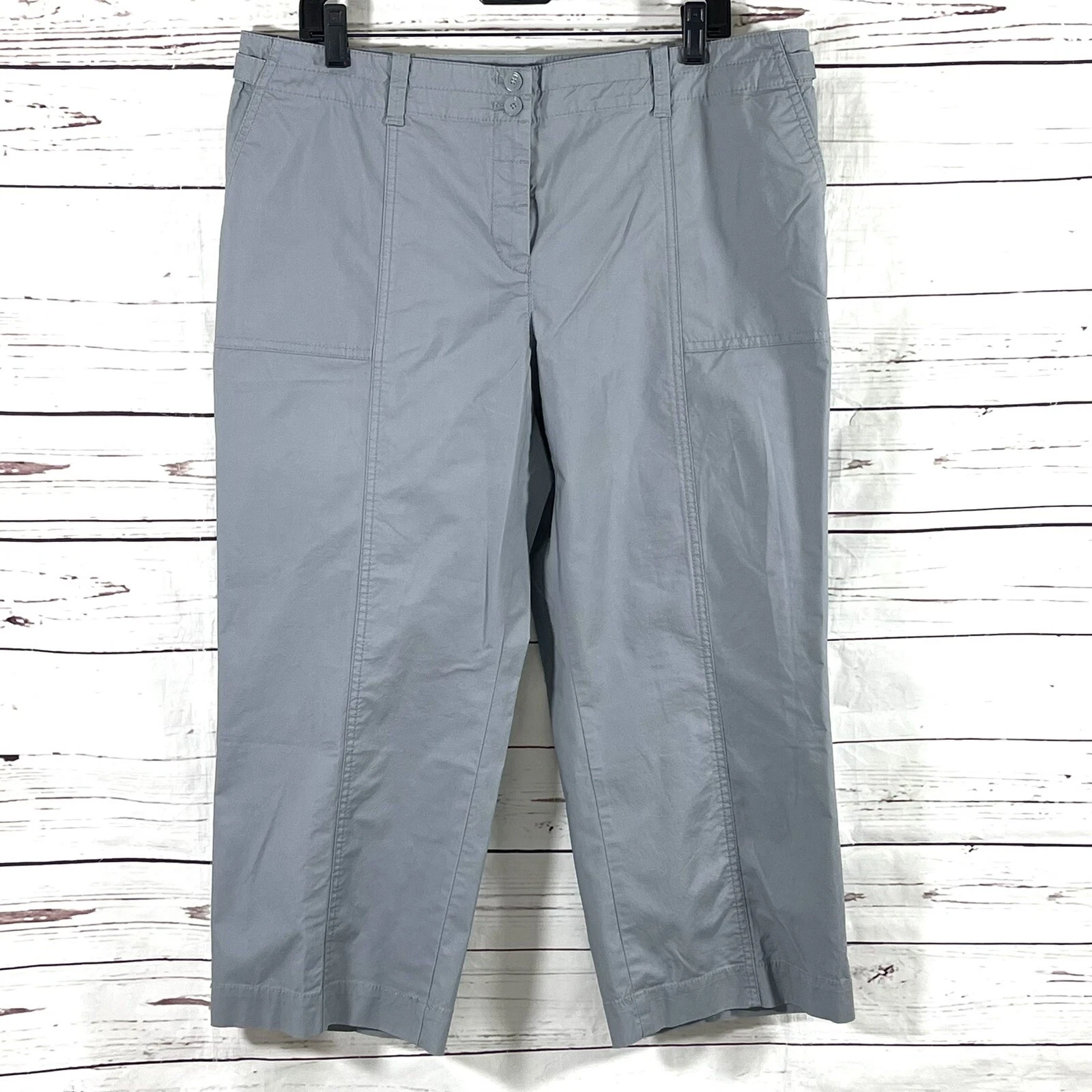 Talbots Petite Women’s Capris Pants Gray Pockets Cotton Blend Size 16P NWT