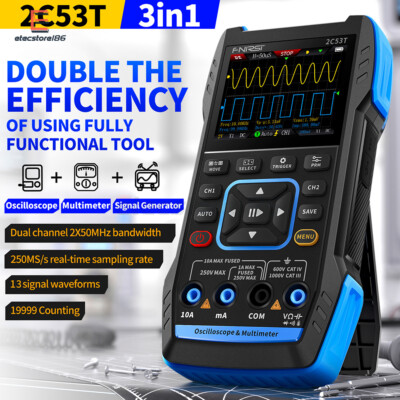 FNIRSI 2C53T Oscilloscope Multimeter Signal Generator 50MHz Bandwidth 2-CH