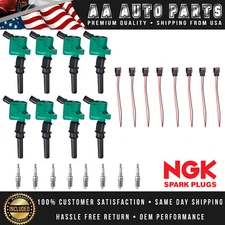 8 Premium Ignition Coil & NGK Spark Plug & connectors for Ford E-250 Econoline