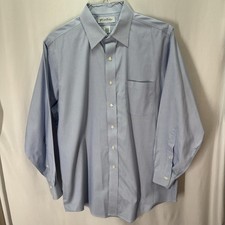 Brooks Brothers Shirt Men 16-32/33 Blue Stripe Non Iron Cotton Long Sleeve Dress
