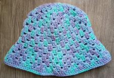 Crochet Handmade Bucket/Sun Hat 100 Acrylic Color Ocean
