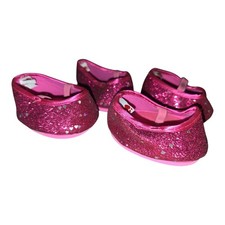 Build A Bear FUSCHIA Glitter with Hearts Mary Jane Shoes 4 pack