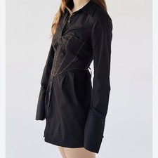 Urban Outfitters Coastal Cowgirl Shirt Dress Corset Whimsigoth Indie Black Large