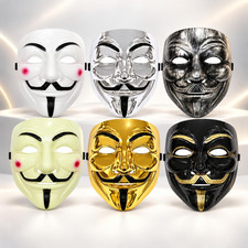 6 Pack V for Vendetta Mask,Guy Fawkes Quality Anonymous Hacker Cosplay Party Mas