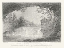 The lower falls on Casconchiagon, Genesee River, Lake Ontario in 1768. 1849