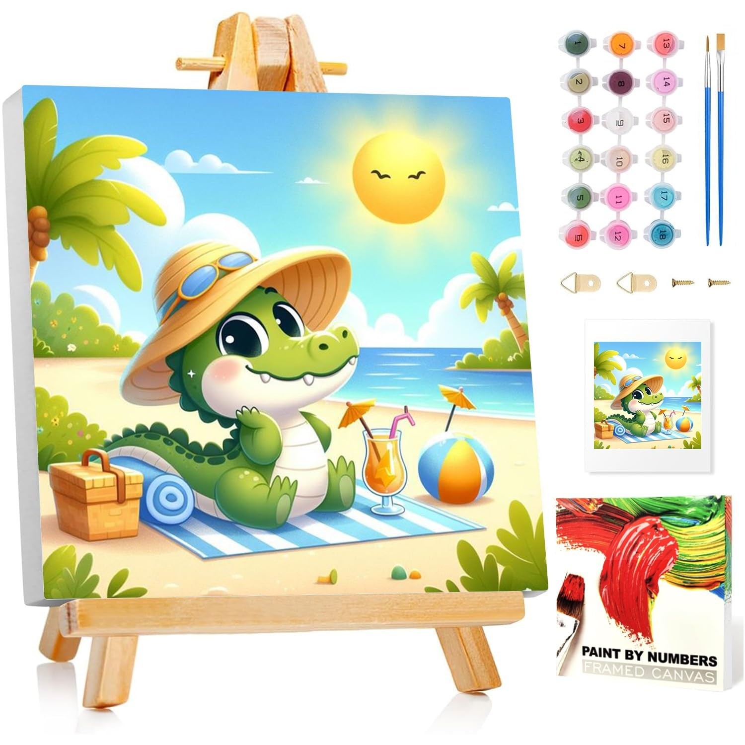 Peinture numéro enfant crocodile avec cadre : l'astuce pour peindre sans déborder
